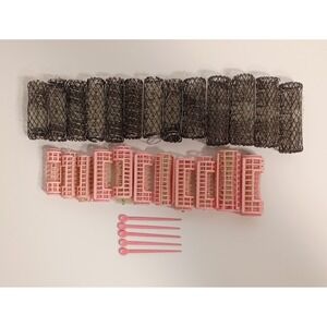 Lot of 24 Vintage Metal Spring Mesh and Plastic Hair Curlers Rollers